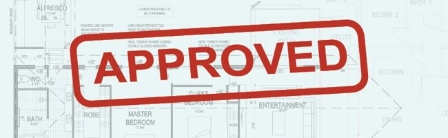 Approved stamp over plan drawing